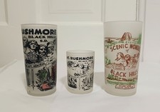 Vintage Lot of 3 Souvinier Black Hills Mt Rushmore tumbler MCM South Dakota picture