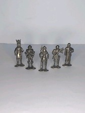Miniature Pewter Medieval Knight Figures 1.5” H Lot Of 5 picture