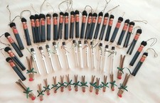 Vintage Handcrafted-Decorated Clothespin Ornaments (53),Soldier,Snowman,Reindeer picture
