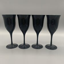 Vintage Carico Lead Crystal Wine Glasses Set Of 4 Black Mystique Tivoli 7.25” picture