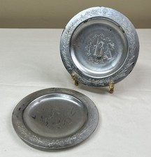 Antique HOMAN SILVER PLATE Sick Call Outfit IHS Last Rite Plate Set picture
