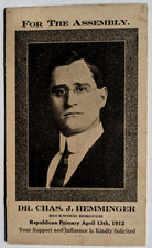 1912 Republican For Assembly Rockwood Borough - Dr Chas. J. Hemminger - Card picture