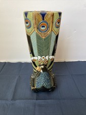 VTG Artesania Rinconada PEACOCK VASE, Handmade Uruguay. RETIRED. See Description picture