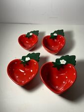 Set of 4 Vintage Ceramic Strawberry Measuring Cups picture
