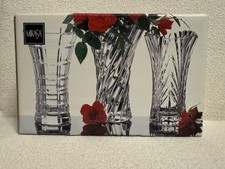 Set Of 3 Mikasa Triad Crystal Bud Vases, 4 3/4” - New picture