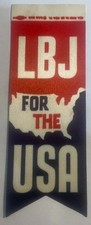 Rayon campaign ribbon LBJ FOR THE USA Lyndon Johnson 1964  *Free Shipping* picture