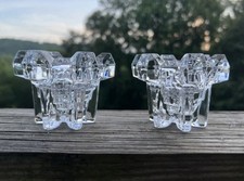 Bleikristall CANDLE Holders BRUTALIST Design 24% Lead Crystal Votive & Taper VNT picture