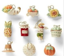 Lenox Autumn Favorites Set 10 Miniature Tree Ornaments New in Box NO TREE picture