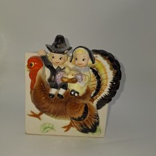 vintage rare Relpo thanksgiving anthropomorphic  turkey  kitsch planter picture