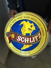 vintage schlitz lighted beer sign Globe rare double sided Tin Litho 1960s Works picture