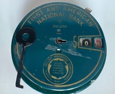 Vtg Duluth MINNESOTA First and American National Add-O-Bank Coin Bank WITH Key  picture