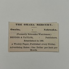The Omaha Mercury Est 1869 Bender & Taylor Omaha NE 1890 Newspaper Ad SAI9-S36 picture