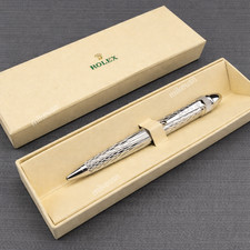 New Rolex Vintage Style Palladium Finish Ballpoint Pen Boxed Exclusive Ad Gift picture