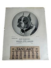 RARE Antique 1911 CALENDAR BY R HILL OLD Boston Terrier Palatine Illinois picture