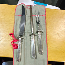 Prestige 3-Piece Stainless Steel Carving Set w/ Roll Case Knife Fork Steel picture