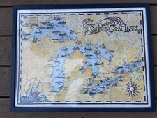 Rare/Vintage 1991 Map “The Shipwrecks Of The Great Lakes” With Color Code Legend picture