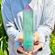 1.92LB Large Natural colored fluorite crystal column obelisk healing specimen picture