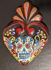 Mexican Folk Art Day of the Dead Hanging Wood Plaque Skull by Joaquin Garnica picture