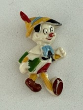 Vintage Disney 1930's 1940's Pinocchio w/ Books Celluloid Multicolored Lapel Pin picture