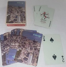 Vintage Chicago Souvenir Nu Vue Plastic Coated Playing Cards in box Stancaft USA picture