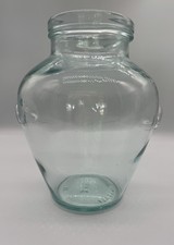VTG Olive Jar Pale Green Glass Made In Italy 8 1/2” picture