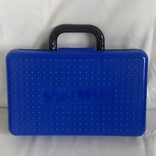 VTG Spacemaker Pencil Box Art Craft Carrying Case Large 11x7 Handle Blue & Black picture