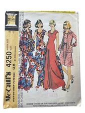 Vintage 70s McCall's 4250 Sewing Pattern Size 18 Dress or Top Jacket & Pants CUT picture
