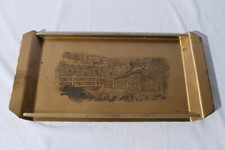 Vintage 1986 Tedco Wendell August Forge Pheasant on Farm Bronze Tray 17.5