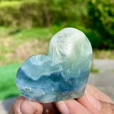 51G  Natural Feather Fluorite Crystal Quartz heart-shaped Mineral Reiki Healing picture