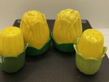 Corn On The Cob Salt & Pepper Plastic Shakers 2 inch & 4 Inch Lot of 4 picture