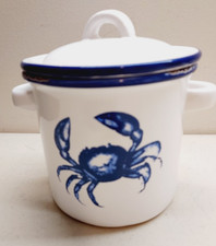 Nantucket Home Crab Ceramic Canister Pot Distressed Look picture