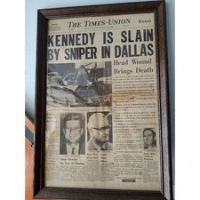 Times-Union Newspaper JFK Kennedy Slain By Sniper Dallas Nov 22 1963 Framed picture