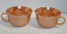 Vintage Fire King Laurel Wreath Peach Lustre Ware Lot 2 Cups picture