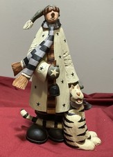 Williraye Studio Holiday Caroler Jed & Tiger Stripe Cat Resin WW2456 Vtg picture