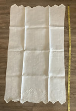 Vintage Linen Table Runner/Towel Embroidered Flowers and 