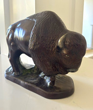 Vtg 1983 Ceramic Handmade American Bison,Buffalo Statue 11x6x4” Majestic Spirit  picture
