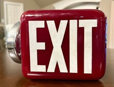 Vintage EMCO Ruby Red Glass EXIT Sign Light Globe Shade 1920s Art Deco Wedge  picture