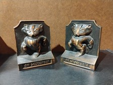 1980 University of Wisconsin Bucky Badger Mascot Cast Iron Bookend Set Door Stop picture