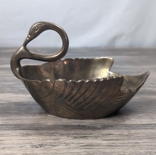 VTG Solid Brass Swan Planter Dore Collection Wide Base Made In India MCM Decor picture