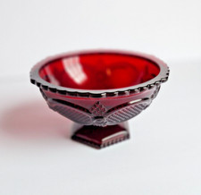 Avon Ruby Red Glass 1876 Cape Cod Pedestal Candy Dish Bowl picture