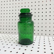 Vintage Dark Green Glass Apothecary Jar With Lid Made In Italy Pharmacy Medical picture
