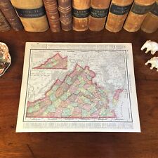 Large Original 1898 Antique Map VIRGINIA Norfolk Hampton Chesapeake Alexandria picture