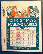 1930s Christmas Mailing Labels with Parcel Post Rates Charming Graphics picture