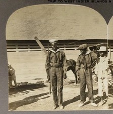 Private Stereoview Photo 1911 Haiti Port Au Prince Soldier Marine Rifle Rare #80 picture