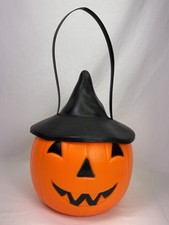 Vintage Empire Blow Mold Pumpkin Bucket Witch Hat No Light Halloween JackoLatern picture