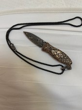 William Henry Morpheus Dusk Pendant Knife B02 Damascus Steel and .925 Silver picture