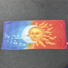 Copa Psychedelic Sun Moon Face Celestial Vibrant Cotton Beach Towel Vintage Y2K picture