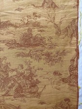 Antique France or Belgium Figural Brocade Rococo Vintage Damask Gold Wine 60x24” picture