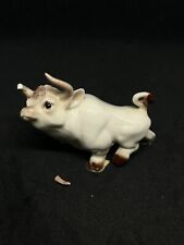 Vintage Hagen Renaker Mini Cartoony Bull Cow White ~~As-Is/Damaged Horn~~ picture
