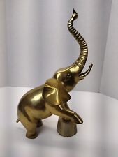 Vintage Brass Circus Elephant Statue African Elephant Trunk Up Good Luck picture